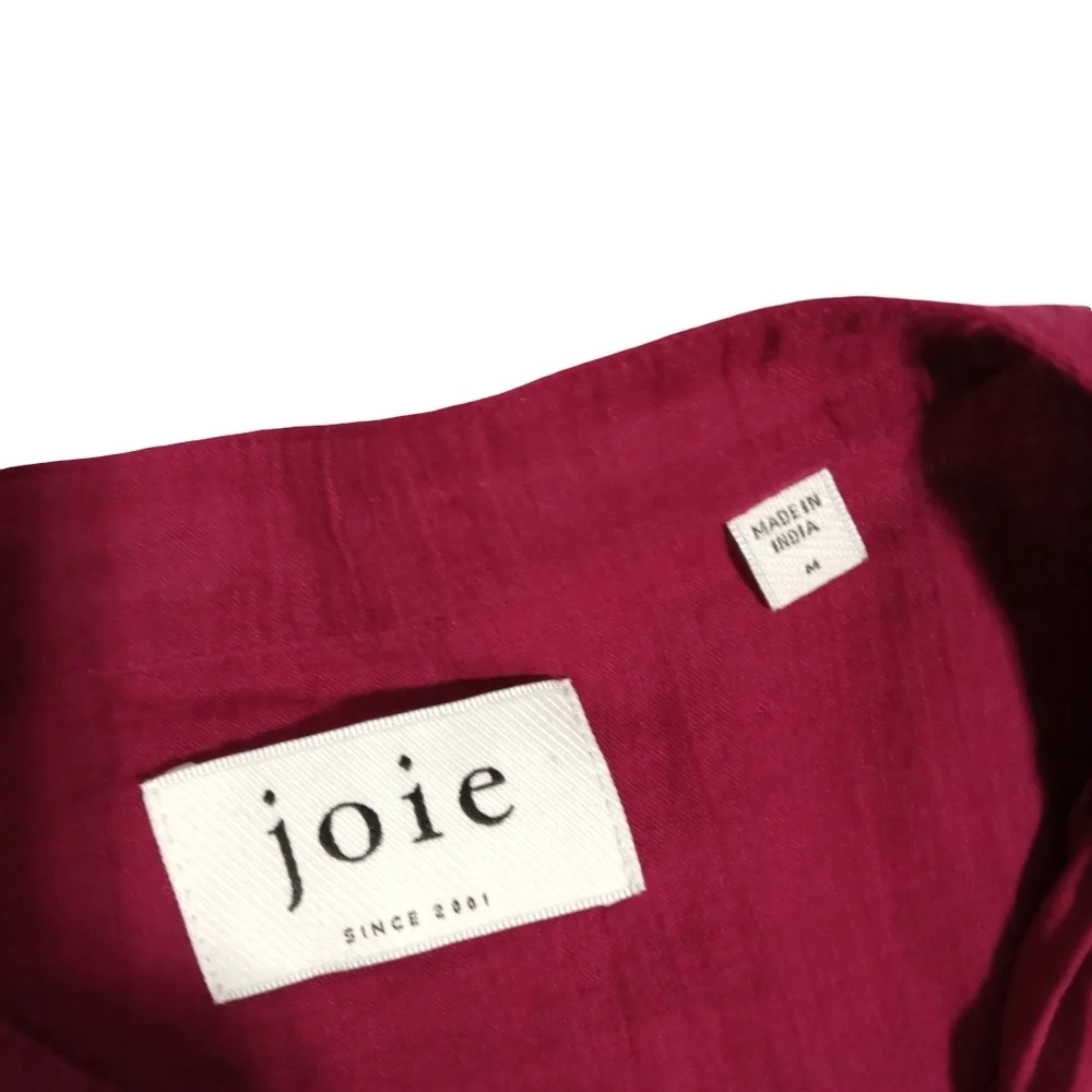 Joie Sleeveless Cantralla Crinkle Cotton Midi Burgundy Button Front Dress Sz M - Picture 7 of 8